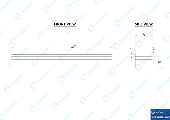AmGood 48" Long X 8" Deep Stainless Steel Wall Shelf | NSF Certified | - Image 5