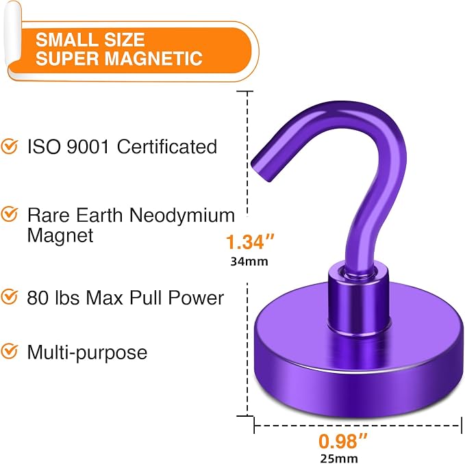 MIKEDE Magnetic Hooks, 80LB Heavy Duty Magnets - Image 3