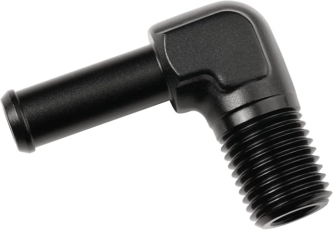 1/4 NPT Male to 3/8" Hose Barb Fitting Adapter 90 Degree Elbow Aluminum Black by Podavelle