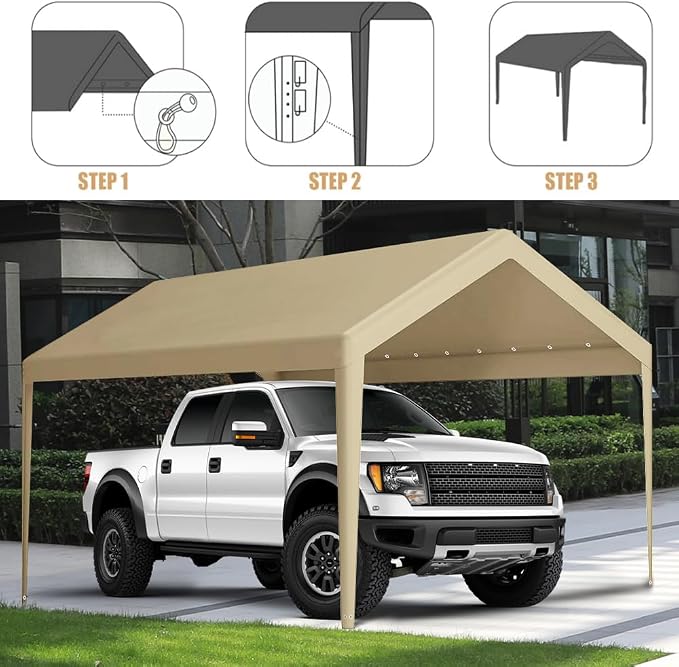 Rutile 12 x 20 FT Carport Replacement Cover, Heavy Duty Car Tarp Canopy Tent - Image 5