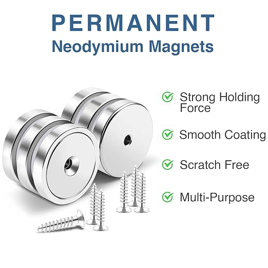 MIKEDE Strong Magnets with Hole, 100LB+ Heavy Duty Neodymium Cup Magnets with - Image 5