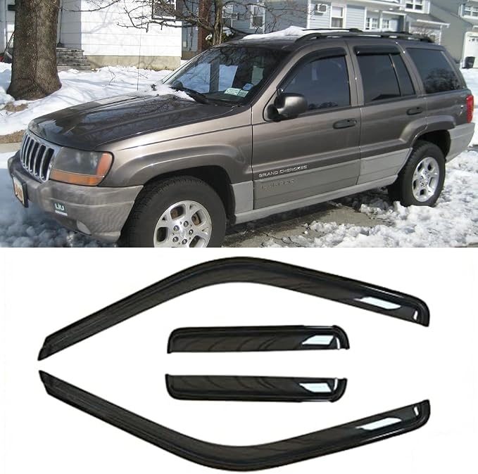 Side Window Deflector Visor Rain Guard, Outside Mount Tape-on Shatterproof Dark by Deebior