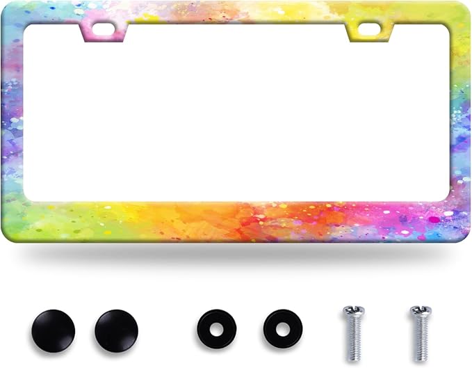 Colorful Rainbow Personalized License Plate Frame License Plate Stainless Steel by GORSNKYE
