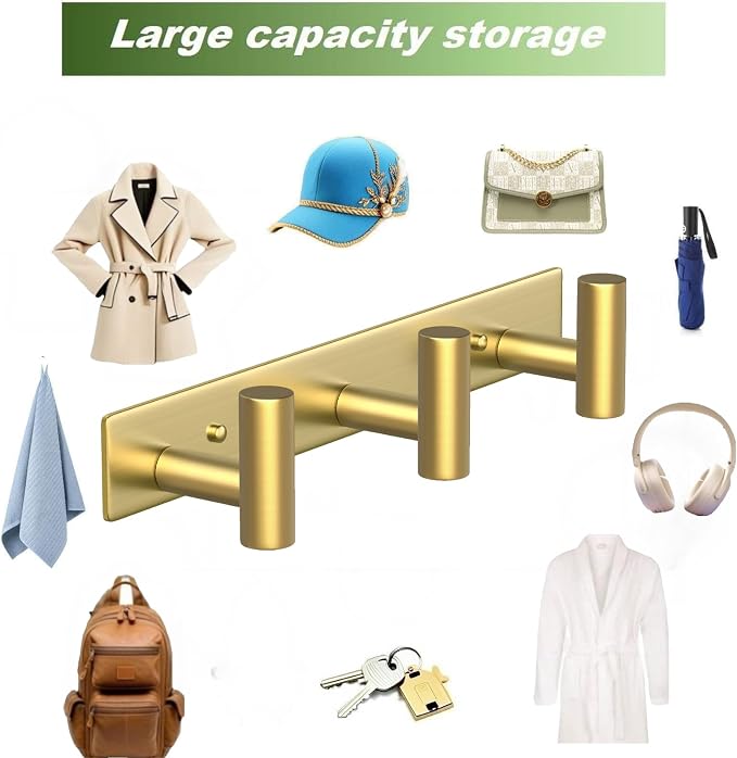 Wall Mounted Coat Rack-3 Hooks, Heavy Duty Stainless Steel Hook Rail - Image 7