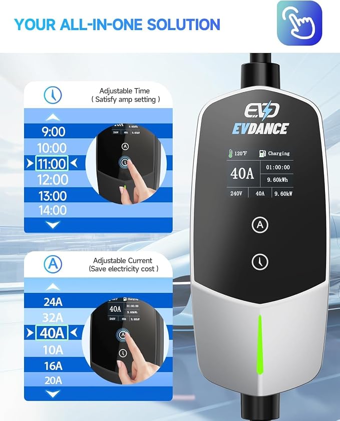 Level 2 EV Charger 40Amp, 240V 9.6KW Portable Electric Vehicle Charging Stations - Image 3