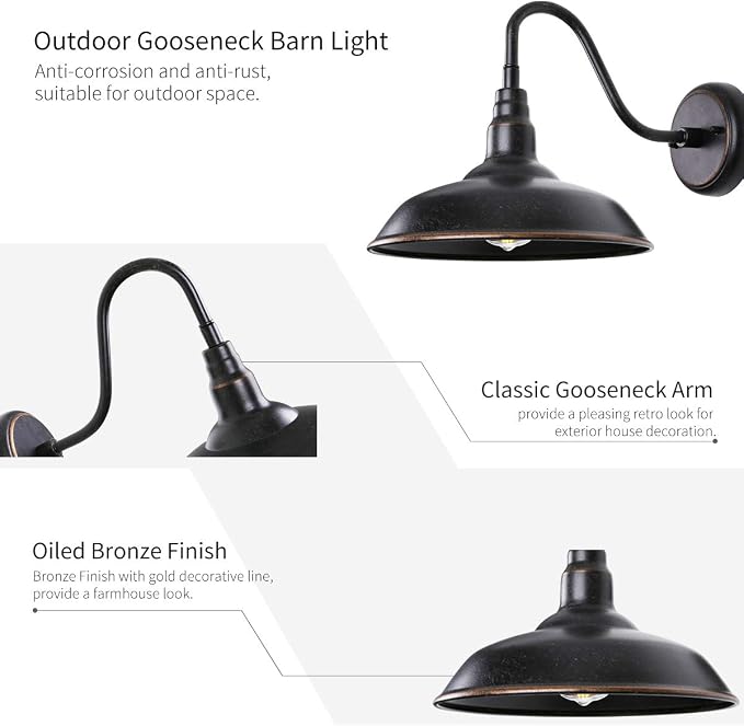 14in Outdoor Gooseneck Barn Light - Image 7