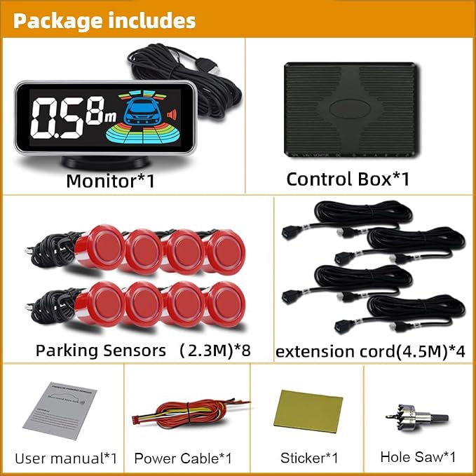 Car Parking Sensors Kit Reverse Parktronic System Auto Electronics Vehicle - Image 2