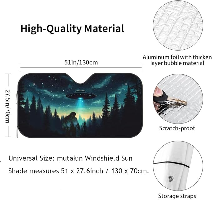 Alien Tree Car Sun Shade Windshield Sunshade Foldable Front Window Shield Cover - Image 3
