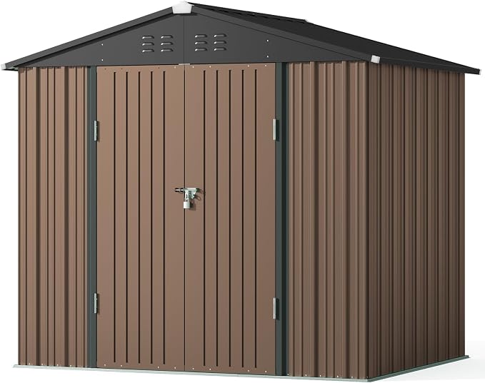 Gizoon Outdoor Storage Shed 8 x 6 FT, Galvanized Metal Garden Shed - Image 8