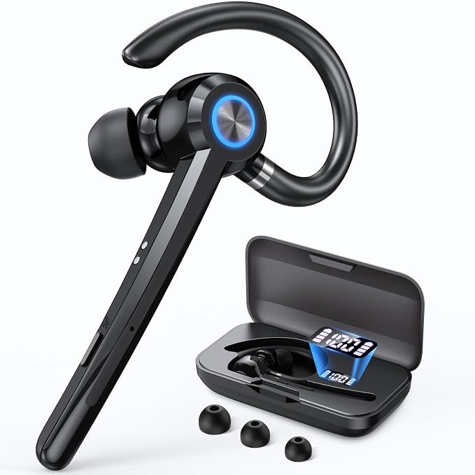 Bluetooth Headset with Microphone, V5.4 Bluetooth Earpiece with Charing Case by PRTRFLC