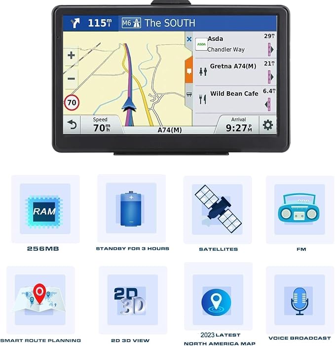 GPS Navigation for Car, Latest 2025 Map, 7 inch Touch Screen Real Voice Spoken - Image 3