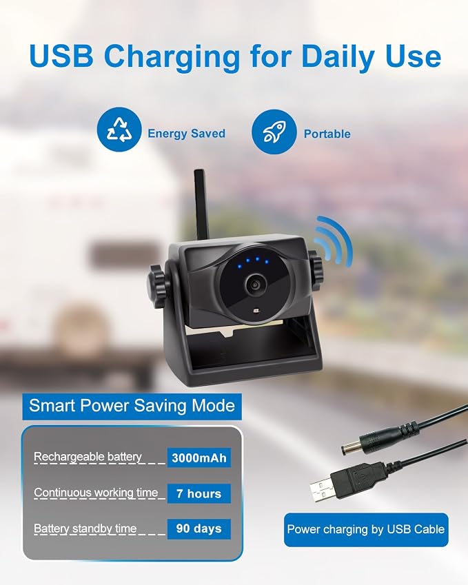 1080P Magnetic Wireless Backup Camera, 90 Days Standby Rechargeable Battery - Image 4