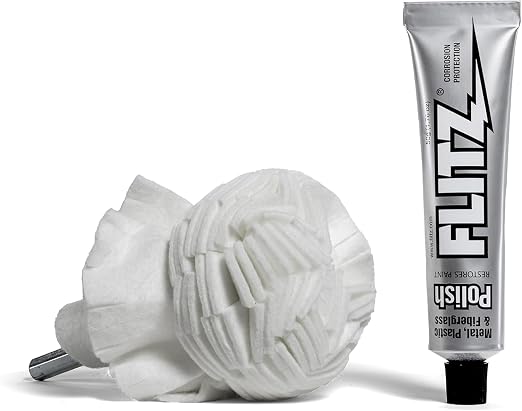 Flitz Buff Ball w/ 1.76oz Metal Polish Paste - 3in Drill Buffer Polisher by FlitzInternationalLTD