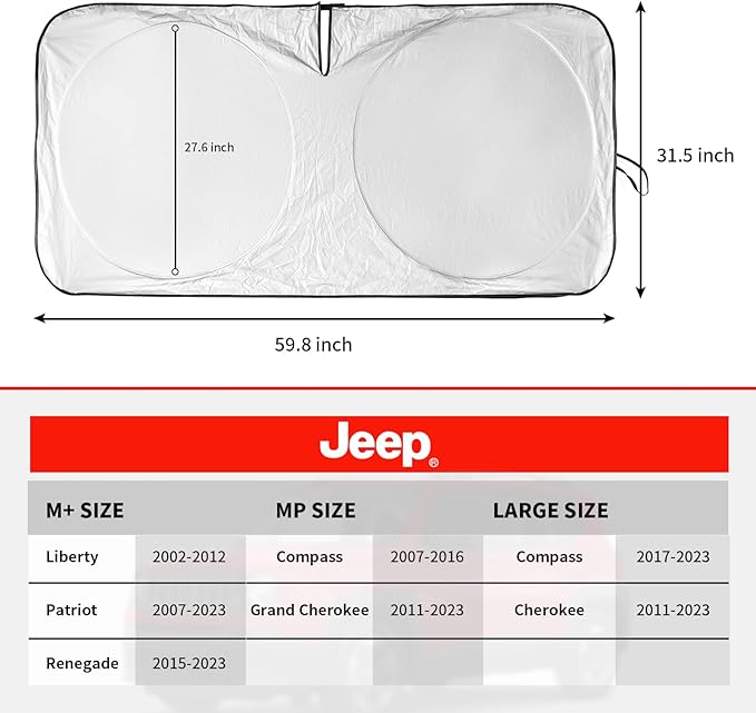 INSAUTO for Jeep Patriot Windshield Sun Shade for Jeep Renegade SUV 2015-2024 - Image 6