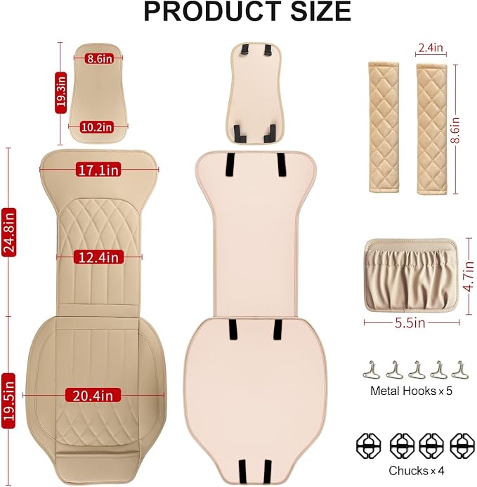 2 Pack Leather Front Car Seat Covers, Universal Sideless Car Seat Protectors - Image 2