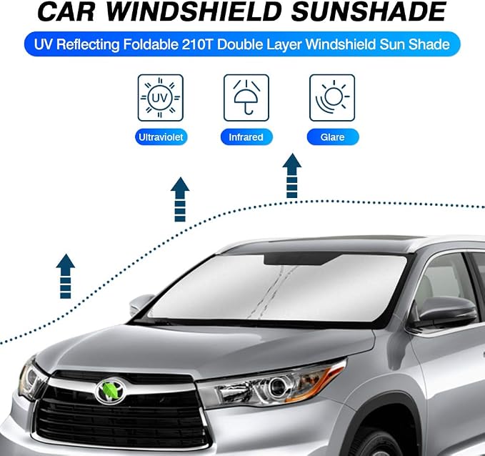 KUST Windshield Sun Shade for Toyota Highlander 2014-2019 Window Sun Visor - Image 2