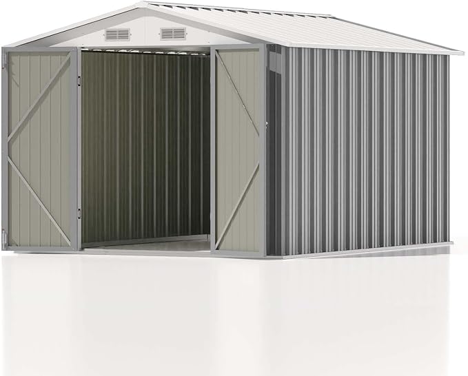 Patiowell 8x10 FT Outdoor Storage Shed, Large Garden Tool Metal Shed - Image 8