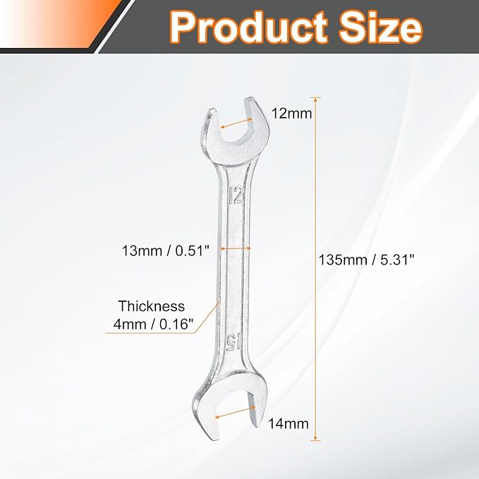 HARFINGTON 2pcs Double Open End Wrench 12mm x 15mm Metric 15 Degree Offset - Image 2