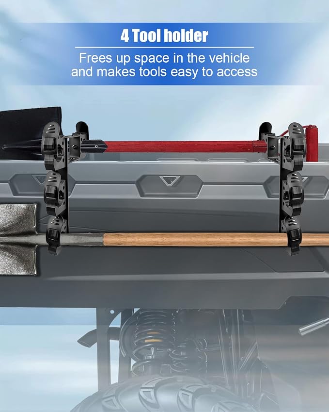 Upgraded Dual UTV Cargo Bed Tool Holders Compatible - Image 3