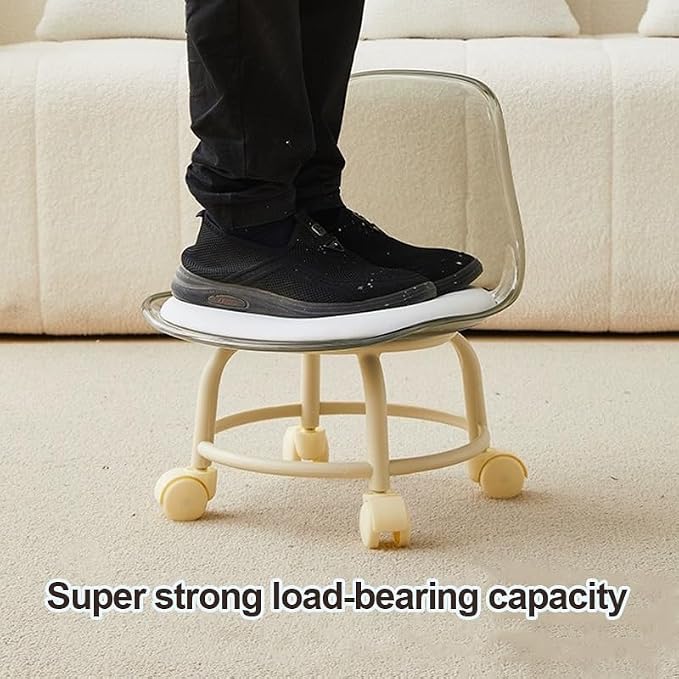Low Rolling Stool with Wheels, Mini Rolling Garage Stool with Back Support - Image 4