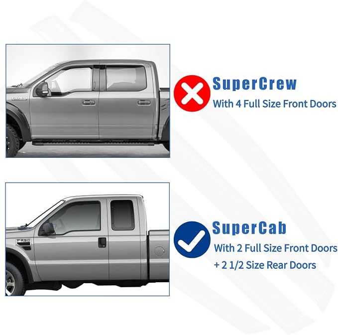 4PCS in Channel Rain Guards for 2004-2014 Ford F150 Extended Super Cab - Image 3