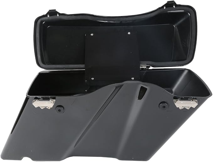 XFMT Motorcycle Saddlebags Vivid Black Hard Saddle Bags Trunk W/Black Latches - Image 8