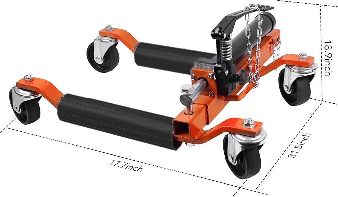 4 Pcs Car Wheel Dolly with Hydraulic Tire Jack, 1500LBS Capacity Trailer Dolly - Image 2
