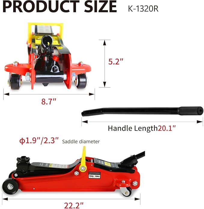 2 Ton Low Profile Floor Jack, Heavy Duty - Image 8