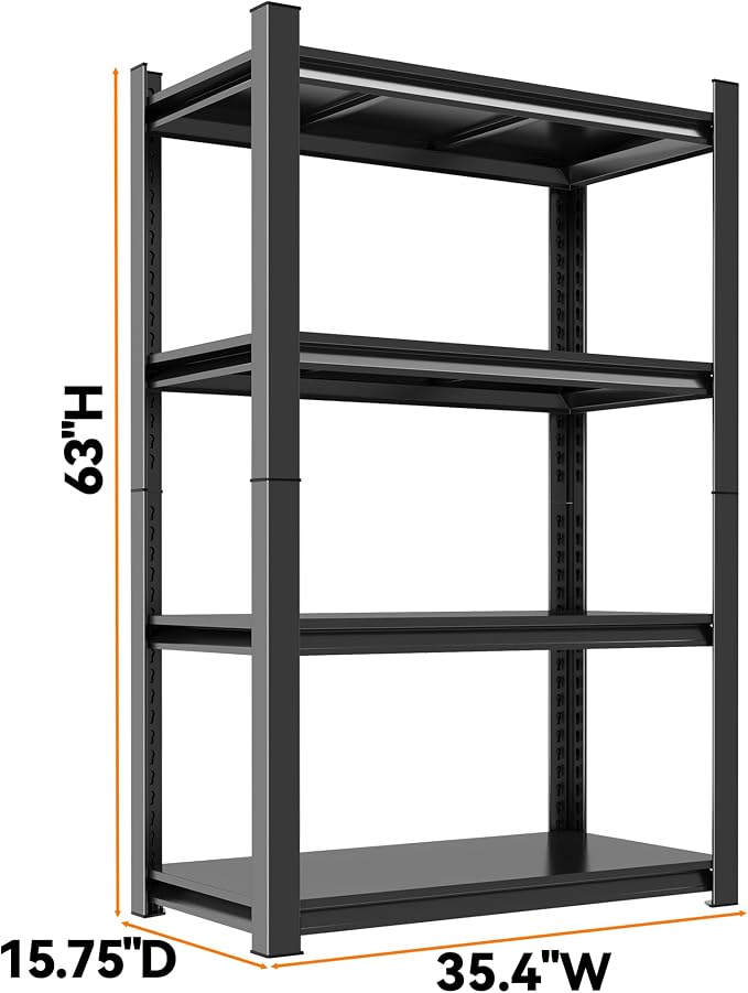63"H Garage Shelving Heavy Duty Rack, 2400 LBS Extra Large Capacity 4 Tier - Image 2