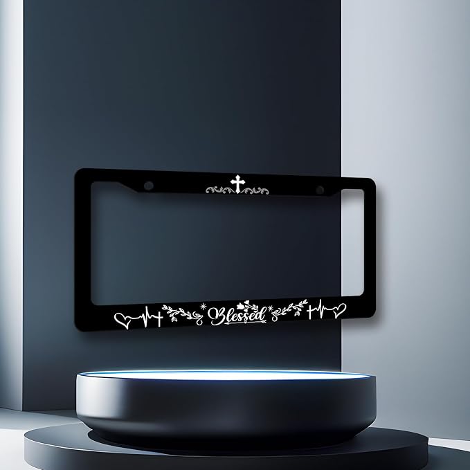 Blessed License Plate Frame Christian License Plate Stainless Steel Funny - Image 3
