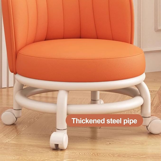 Low Rolling Stool with Backrest, Rolling Pedicure Seat, Low Stool with Wheels - Image 4