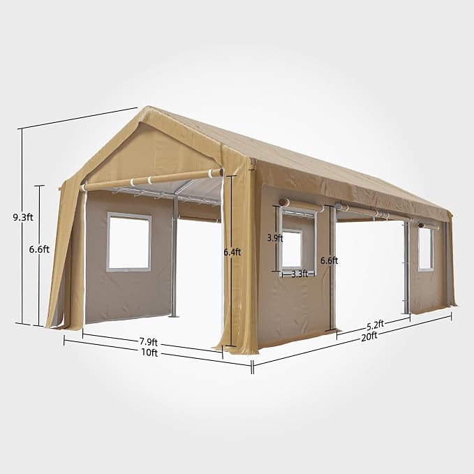 10x20ft Heavy Duty Carport Outdoor Canopy Portable Garage - Image 2