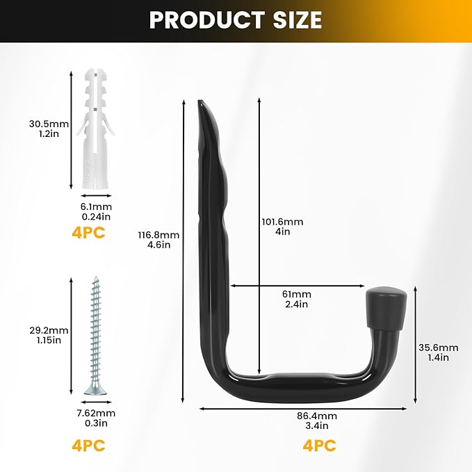 8-Pack Heavy Duty Garage Hook for Hanging 50 lbs, J Utility Hooks for Garage - Image 2