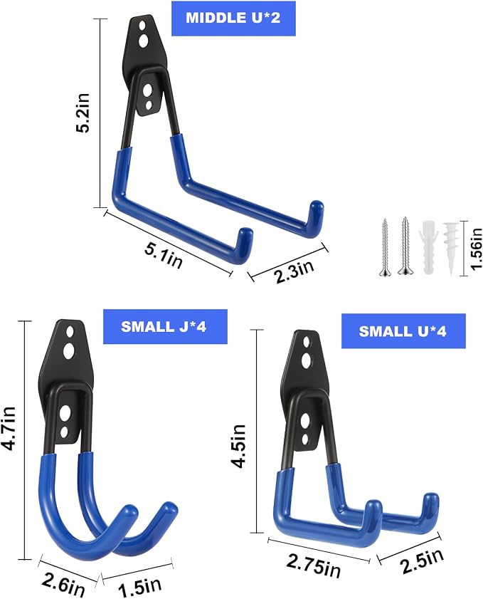 Steel Garage Hooks Wall Tool Organizer, 10 Pack Garage Storage Hook Heavy Duty - Image 2