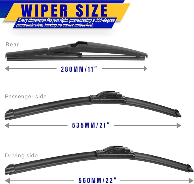 3 wipers Replacement for 2014-2021 Jeep Grand Cherokee, Windshield Wiper Blades - Image 2