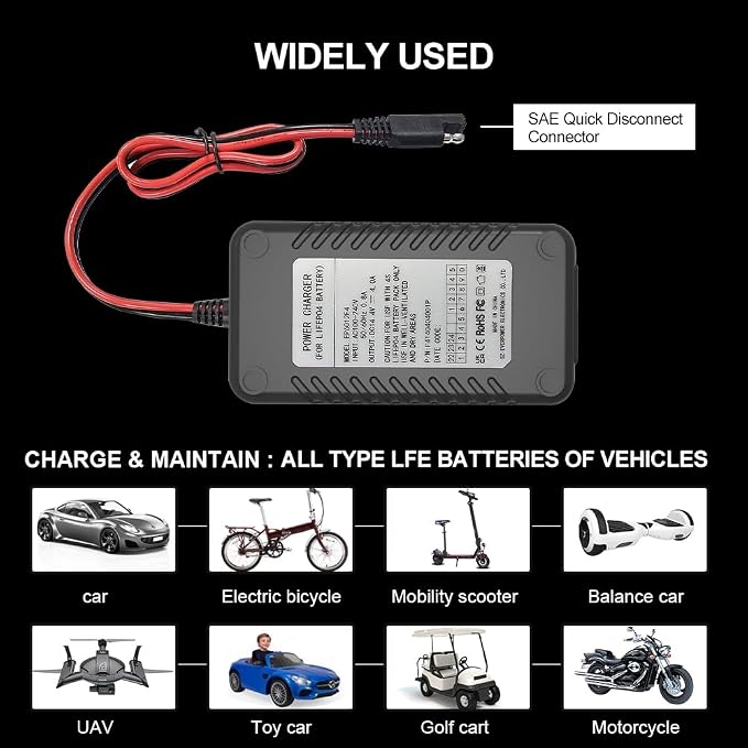 4-Amp LiFePO4 Battery Charger, 14.6 Volt Lithium Battery Charger, Smart Charger - Image 6