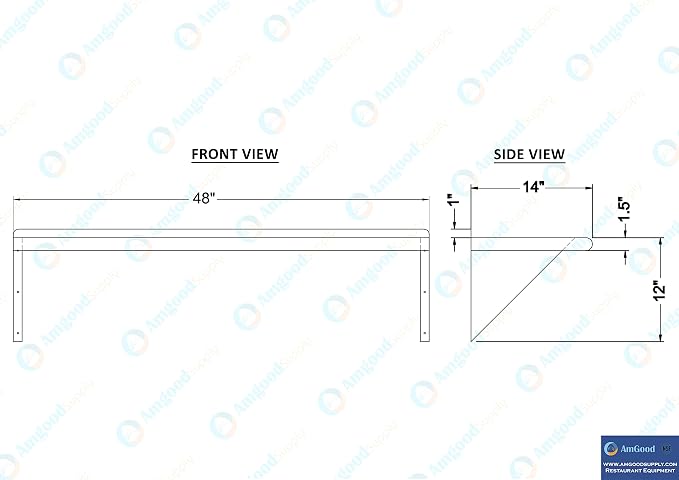 AmGood 48" Long X 14" Deep Stainless Steel Wall Shelf | NSF Certified | - Image 5
