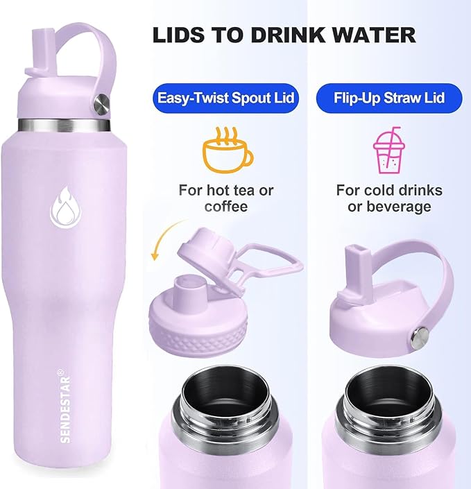 SENDESTAR 40oz Water Bottle Wide Mouth Stainless Steel Vacuum Insulated Double - Image 3