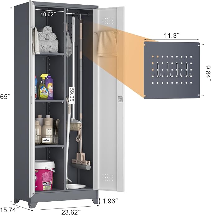 GREATMEET 65" H Metal Garage Storage Cabinets - Image 3