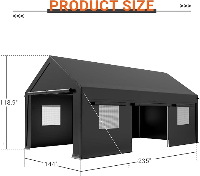 Carport, 12x20 FT Heavy Duty Carport, Portable Garage - Image 2