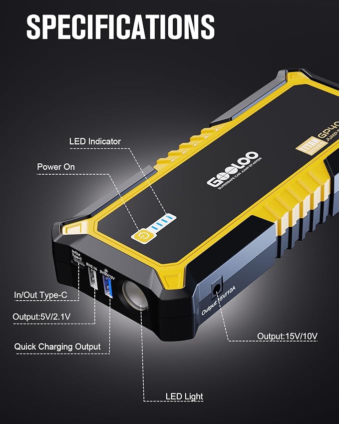 GOOLOO GP4000 Jump Starter 4000A Peak Car Starter SuperSafe 12V Lithium Jump Box - Image 6