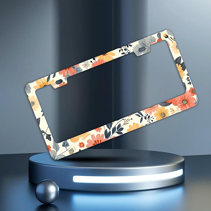 Colorful Floral Flowers License Plate Frames - Image 2