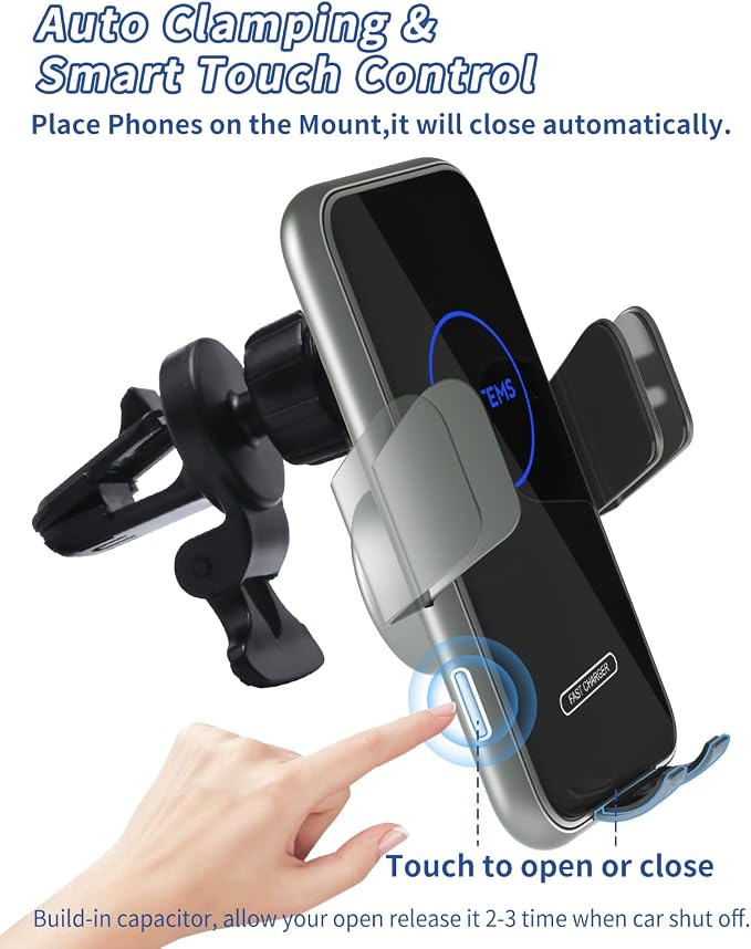 15W Car Mount Charger Qi Fast Wireless Charging Phone Mount, Windshield - Image 4