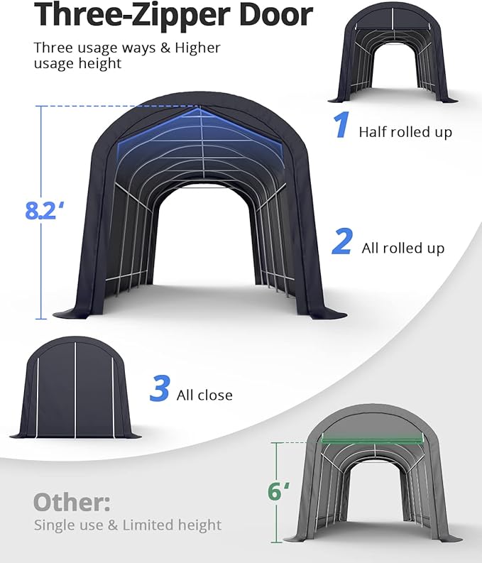KING BIRD 12' x 20' Oval Pipe Heavy Duty Carport - Image 4