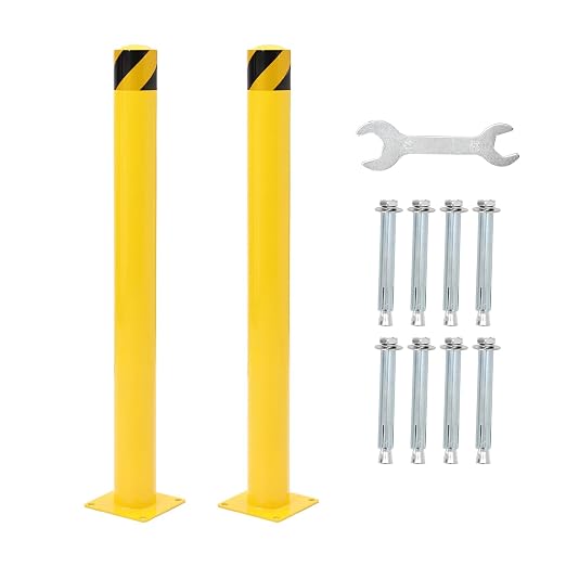 Safety Bollard 2 Packs, 42 Inch Height Steel Post, 4.5 Inch Diameter Parking by OUTGOODS