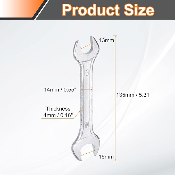HARFINGTON 5pcs Double Open End Wrench 13mm x 16mm Metric 15 Degree Offset - Image 2