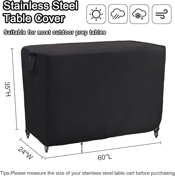 Kingling Outdoor Prep Table Covers, Waterproof Stainless Steel Table Cover - Image 3