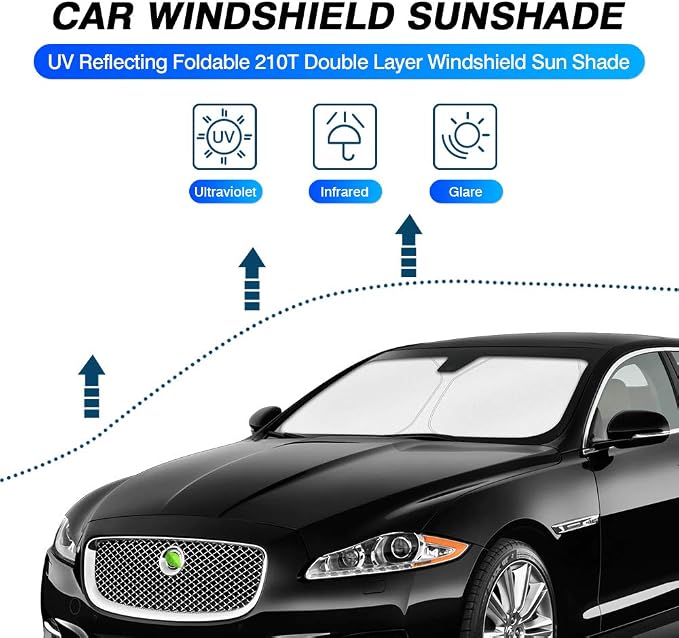 KUST Windshield Sun Shade for Jaguar XJ Accessories 2010-2019 Custom Fit - Image 2