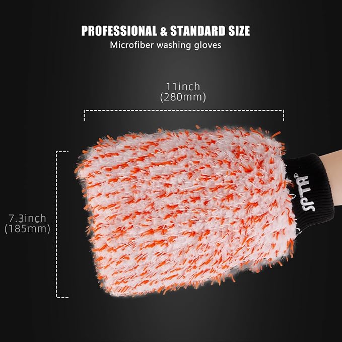 SPTA Microfiber Car Wash Mitt, Plush Fiber Cloth Material, Safe Washing - Image 3