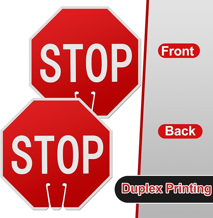 Geetery 3 Pcs Stop Signs 12 x 12 Inches PVC Traffic Cones Top Warning Signs - Image 3